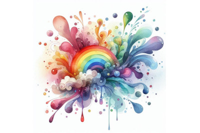 01 Rainbow liquid paint splash