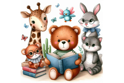 A bundle of Cute animals readimg books