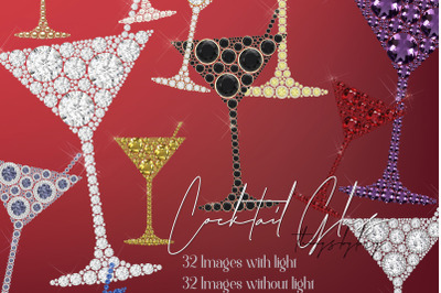 32 Diamond Pearl Gemstone Martini Cocktail Glass PNG Images