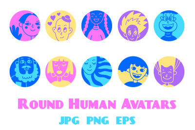 Round Human Avatars PNG Clipart