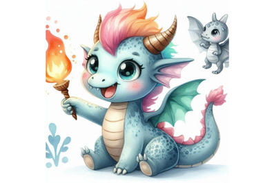 A bundle of Cute cartoon dragon