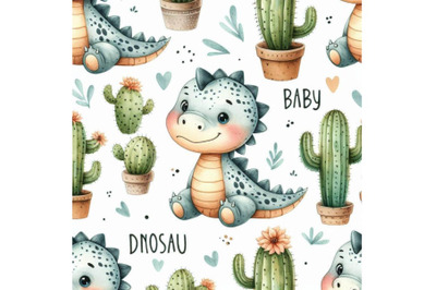 A bundle of Dinosaur baby boy seamless patt