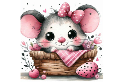 02 Cartoon pink little mouse