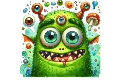 03 a green cartoonish monster face