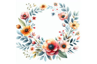 A bundle of Floral Frame. cute watercolor flo