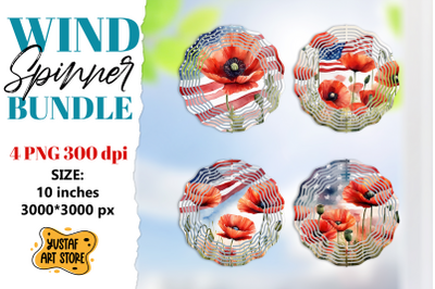 Patriotic wind spinner sublimation.American flag and flowers