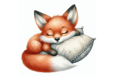 A bundle of a cute sleeping red fox cub with