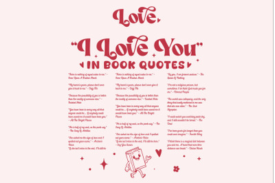 I Love You in Book Quotes PNG, Bookish PNG, Book Lover Clipart, Valentine Aesthetic, Trendy Love, Instant Download, SVG