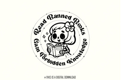 Read Banned Books High Resolution PNG Digital Design Retro Groovy Text, Vintage Sublimation, SVG Cut File for Book Lovers