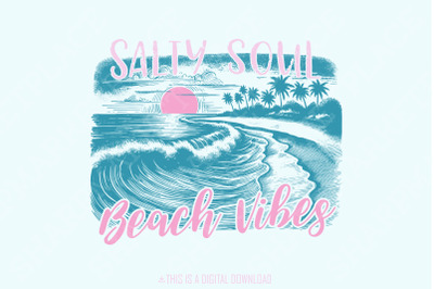 Summer Salty Soul PNG, Trendy Summer PNG, Beach Vibes, Aesthetic Summer, Retro Summer, Funny Sarcastic PNG, Digital Download