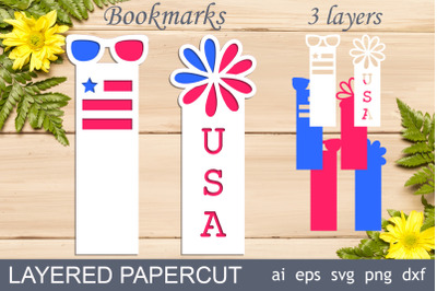 Patriotic bookmarks layered papercut svg