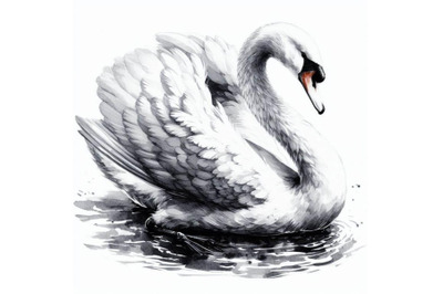 A bundle of White swan with long plumage, in