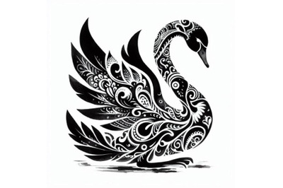 A bundle of Black And White Swan With Carve