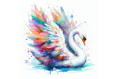 A bundle of Digital art Abstract colorful swan