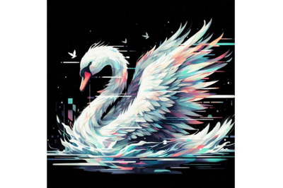 A bundle of Swan in Glitch Art Style on Dark