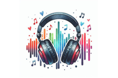 A bundle of Headphones icon with sound wa