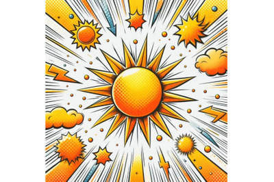 A bundle of Yellow orange sun pop art retro r