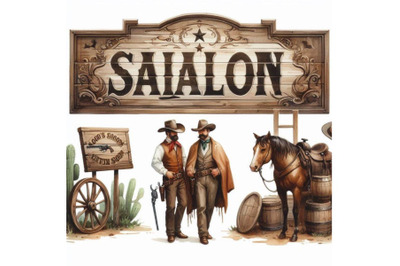 A bundle of Saloon Wooden Sign Vintage Retr