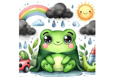 03 Cute green frog character