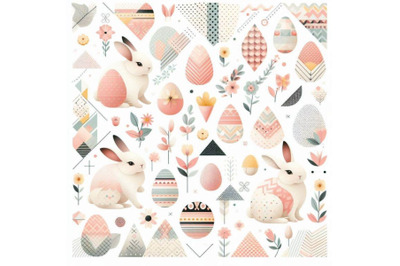 A bundle of Abstract spring bunny pattern