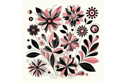 A bundle of Retro spring flowers. Stylized abs