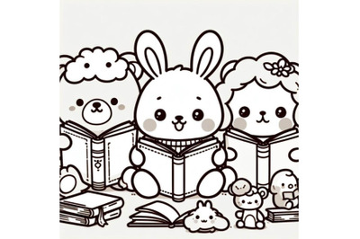 Cute animals readimg books