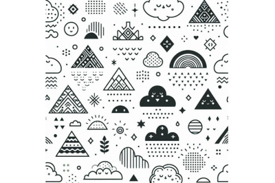 A bundle of cute clouds in scandinavian style