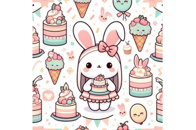 A bundle of Cute little bunny girl with cake