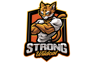 Strong wildcat esport mascot logo design