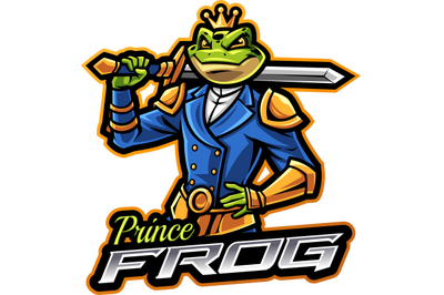 Prince frog esport mascot logo design