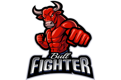 Bull fighter esport mascot logo design