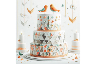 A bundle of Wedding cake with cute birds