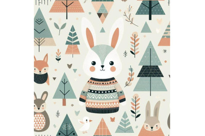 A bundle of Cute rabbit woodland