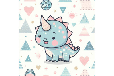 A bundle of Cute baby triceratops cartoon