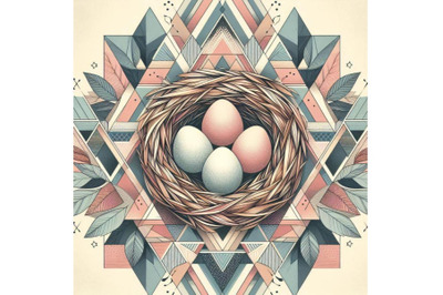 A bundle of art bird nest with eggs