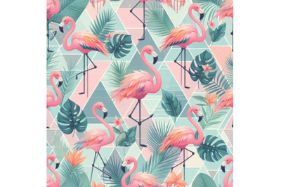 A bundle of Cute flamingo with tropical summ