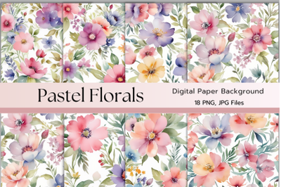 Pastel Florals Digital Paper Background