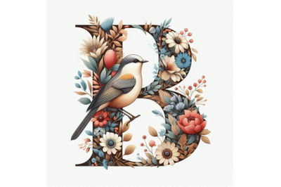 A bundle of Alphabet B with bird on branch