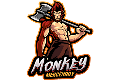 Monkey mercenary esport mascot logo design