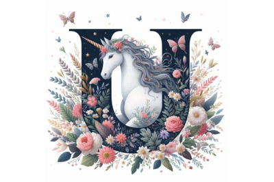 A bundle of alphabet U with Unicorn