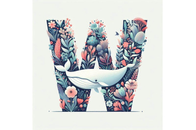 A bundle of alphabet W with Whale