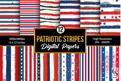 Patriotic Stars and Stripes Seamless Patterns