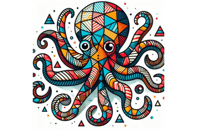 A bundle of A cartoon octopus in colorful hue