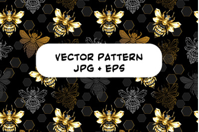 Seamless pattern of polygonal bees