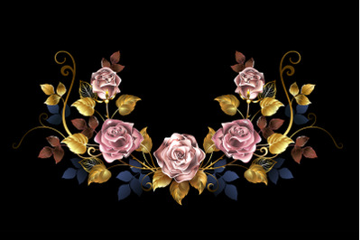 Garland of pink gold roses