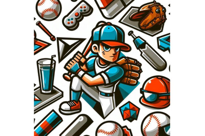 A bundle of Cartoon a baseball player