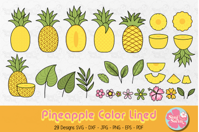 Pineapple Color Lined svg | Fruit svg clipart | Summer svg | Food clip