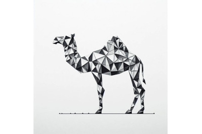 Camel. White paper polygonal