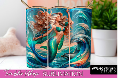 Mermaid Tumbler Wrap - Beach Tumbler Sublimation