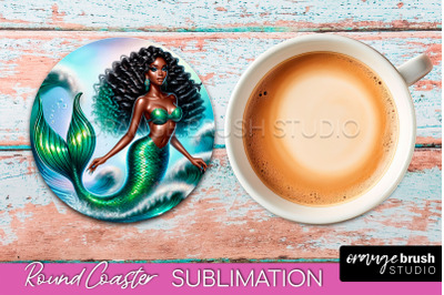 Mermaid Coaster Sublimation, Mermaid Round Coaster Design